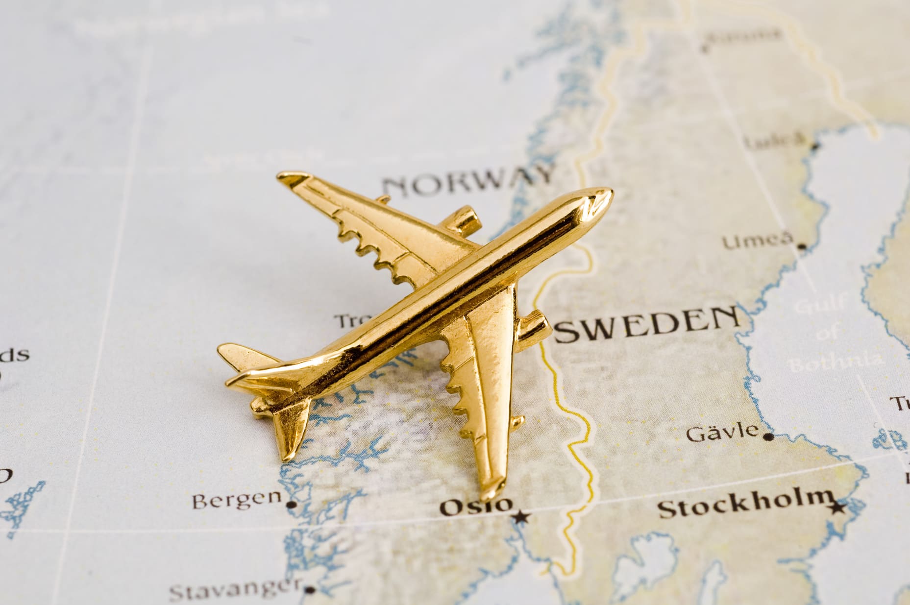 Carte de la Norvège avec avion