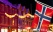 Drapeau norvégien dans les rues animées de Norvège