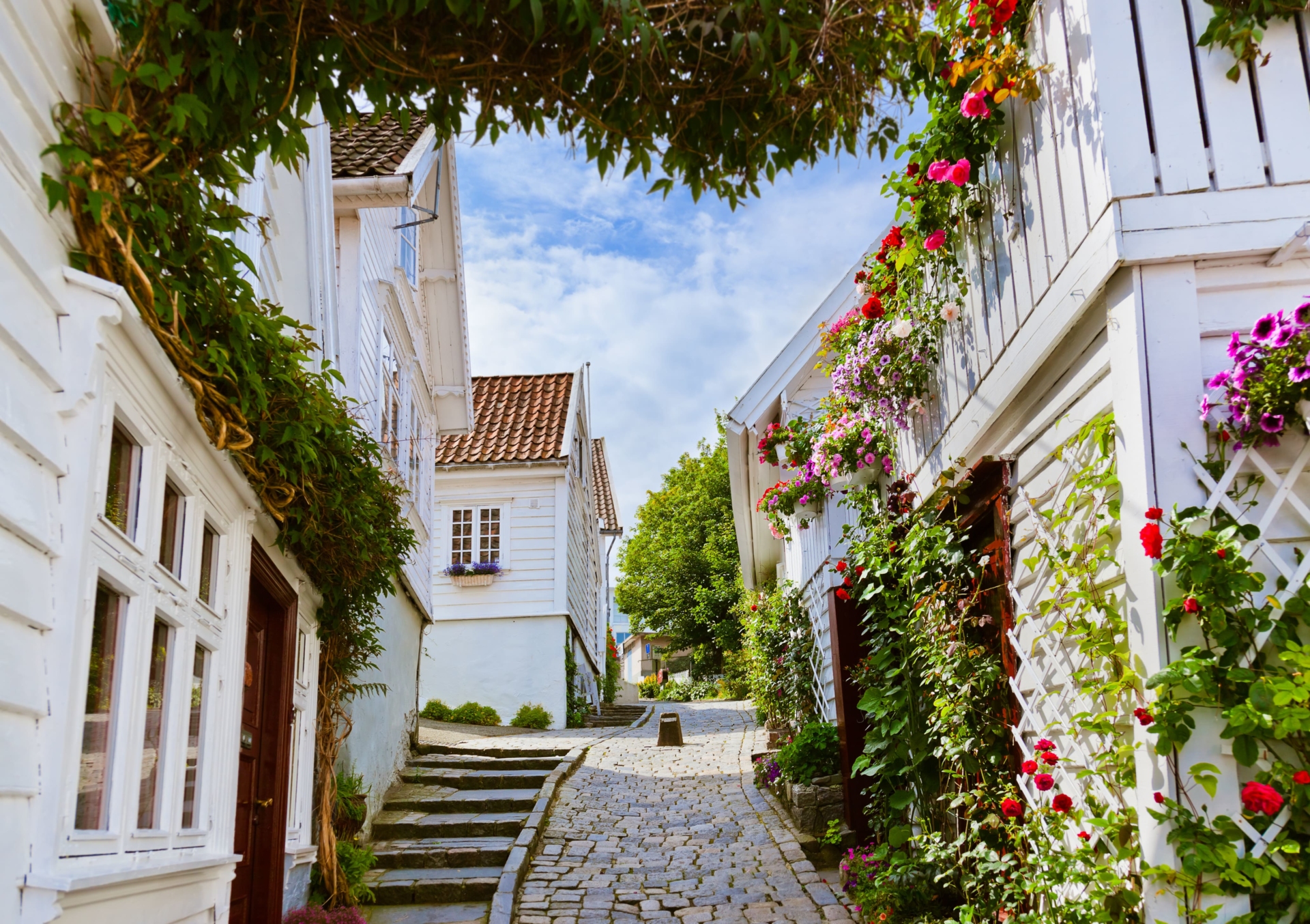 Rue du centre historique de Stavanger en Norvège