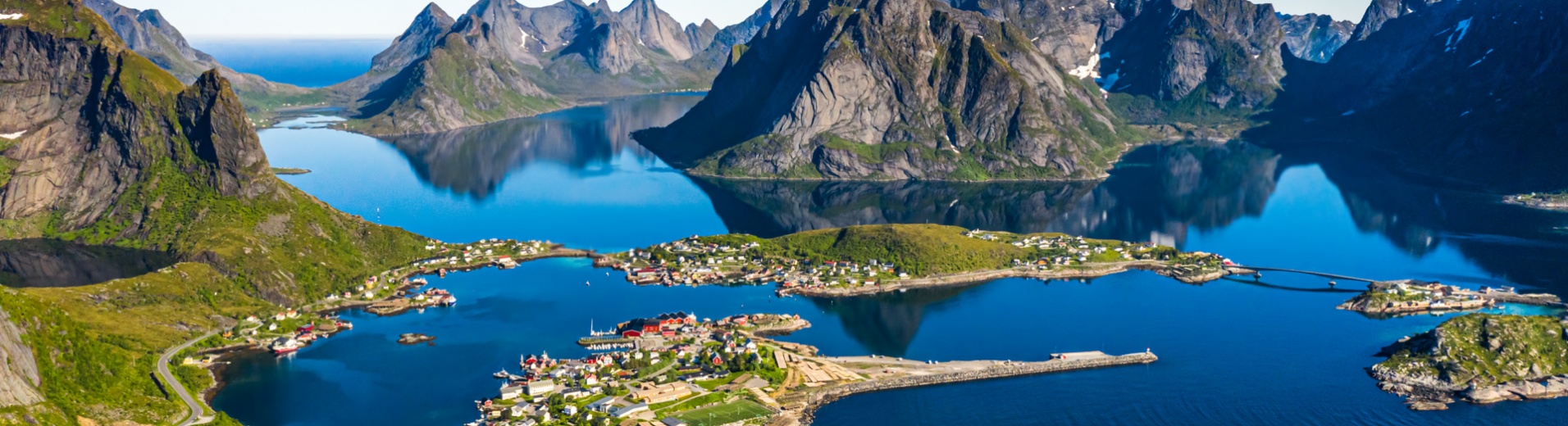 Vue aérienne sur l'archipel des Lofoten