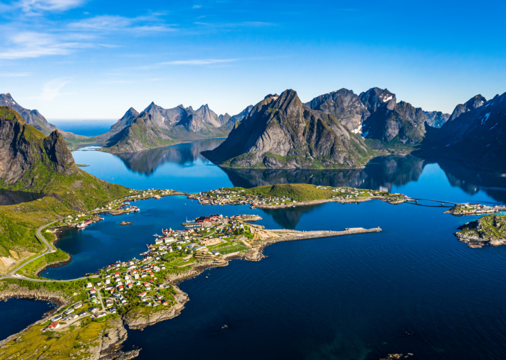 Vue aérienne sur l'archipel des Lofoten